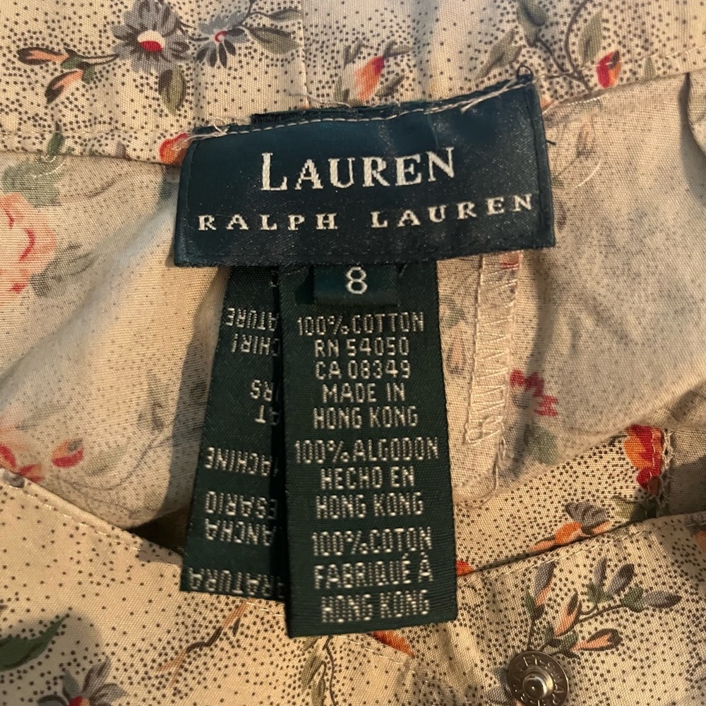 Ralph Lauren Cream Floral Cotton Maxi skirt with pearl snap closure